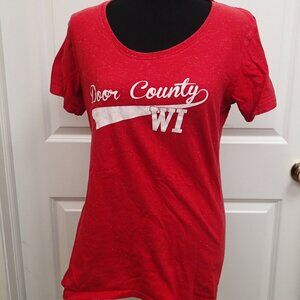 Ladies XL Red sparkly Door County WI tshirt